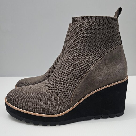 Eileen Fisher Quill Ankle Boot Womens 11 Rye Brown Knit Platform Wedge NEW - Picture 13 of 13
